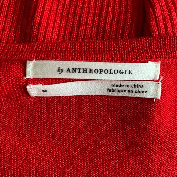 Anthropologie Jamie Open Shoulder Long Sleeve Knit Top Red Sz M - Picture 13 of 14